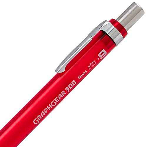 Pentel GraphGear 300 Mechanical Pencil, Box of 12 Pencils, red (0.9mm)