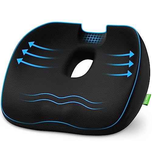 AUVON Black Donut Pillow for Hemorrhoids & Coccyx Pain Relief, Orthopedic Seat Cushion