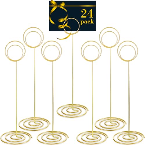 8.66 Inch Gold Wire Table Number Holder, Photo & Card Stand for Weddings & Events