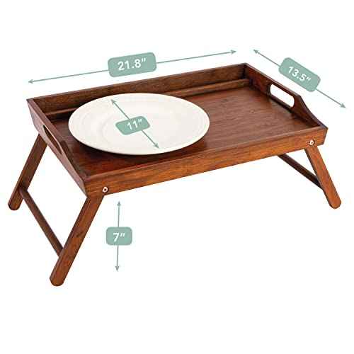 ROSSIE HOME Extra Large Bamboo Bed Tray, Lap Tray, Lap Desk with Phone Holder - Fits up to 17.3 Inch Laptops and Most Tablets - Java - Style No. 78112