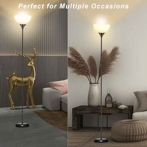 Standing Lamp, Led Floor Lamps for Living Room, Drop-Resistant White Lampshade, Rotary Switch, Industrial Metal Tall Lamp for Living Room Bedroom Study Office Kid¡¯s Room