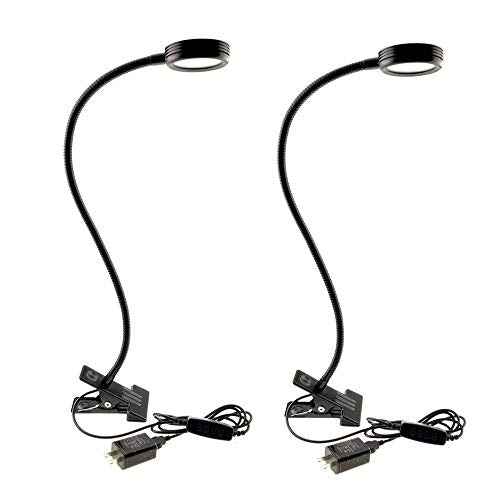 2-Pack 3W USB Clamp Desk Lamp - 3 Color Temperatures (3000K-4500K-6000K), 10-Level Dimmable, 48cm 360¡Æ Gooseneck with C-Clip for Sewing Machine, Office, Bedroom