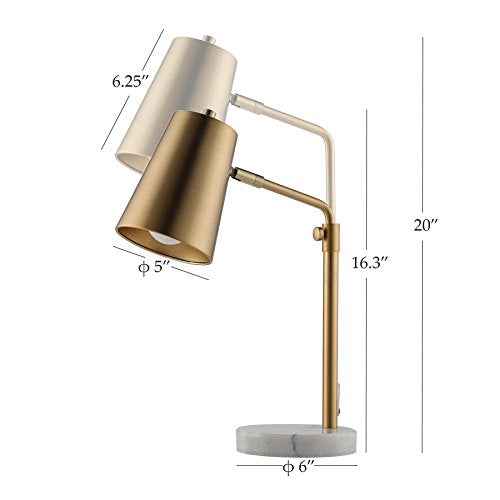 VONLUCE Gold Desk Lamp with LED Bulb Adjustable, Antique Brass Metal Table Lamp Marble Base, Mid Century Modern Reading Lamp Office, 20¡¯¡¯ Industrial Task Lamp Work Lamp for Reading Bedroom