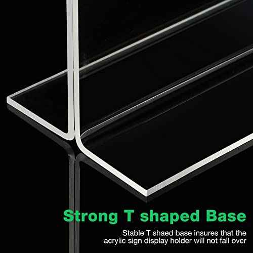 Amyhill 24 Pack Acrylic Sign Holder Plastic Standing Frame Clear Table Menu Double Sided T Shape Poster Acrylic Frame for Wedding Party Office Restaurant Hotel(5 x 7 Inch)