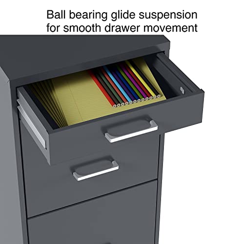 STAPLES Charcoal 3-Drawer Vertical File Cabinet Lockable Letter Size