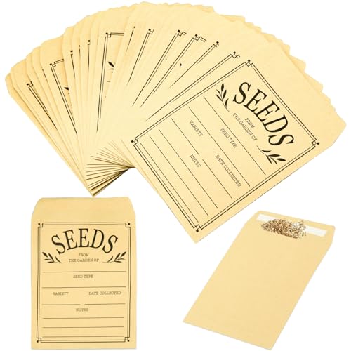 100Pcs Seed Envelopes with Self-Adhesive Seal - Brown Paper Seed Storage Pack