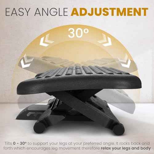Adjustable Under Desk Footrest,Adjustable Foot Rest for Under Desk at Work with 3 Height Settings and 30-Degree Angle,Foot Stool Under Desk with Massage Texture,Foot and Leg Rest for Home & Office