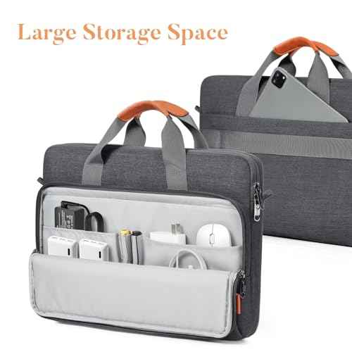 15 15.6 16 inch Laptop Computer PC Shoulder Bag Carrying Case, Water-Repellent Fabric Briefcase, Lightweight Toploader, Business Casual or School