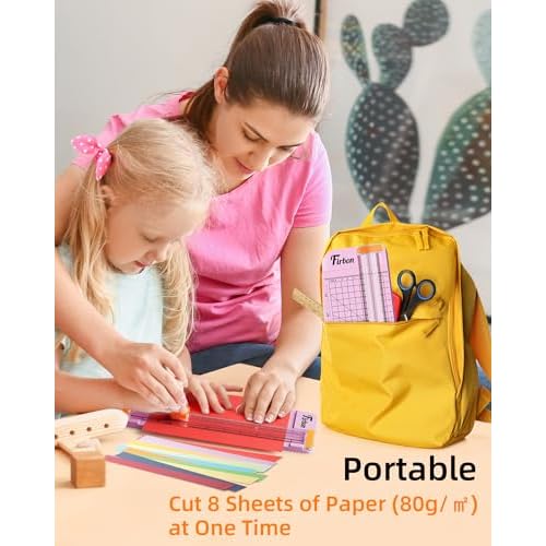 Firbon Pink A5 Paper Cutter, Straight Small Paper Trimmer with Side Ruler for Scrapbooking Craft, Paper, Coupon, Label, Cardstock