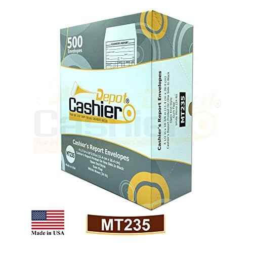 500 Cashier Depot - Cashier¡¯s Report Envelopes MT235 ? 4 1/2" x 10 3/8", White 24lb Paper, Cash Deposit Report, Money Envelopes for Retail, Restaurants, Hotels, Small Business (500 Envelopes)
