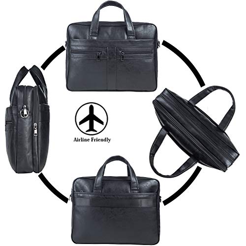 seyfocnia Men's Leather Messenger Bag, Laptop Briefcase Business