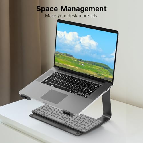 Ergonomic Aluminum Laptop Stand for Desk, 10-15.6 Inch Compatibility