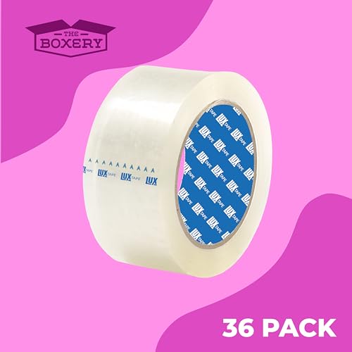 The Boxery 2x110 Yards Clear Packing Tape 36 Rolls - Standard Strength, 1.85 Mil