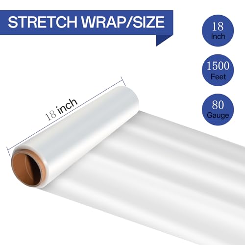 Hiflycord Clear Shrink Wrap Roll 18in x 1500ft - 4 Pack Moving & Pallet Wrap