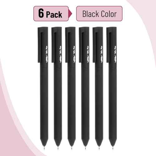 Mr. Pen- Retractable Gel Pens, 6 Pack, Black Ink, Black Barrel Gel Pens, Gel Pen Fine Point