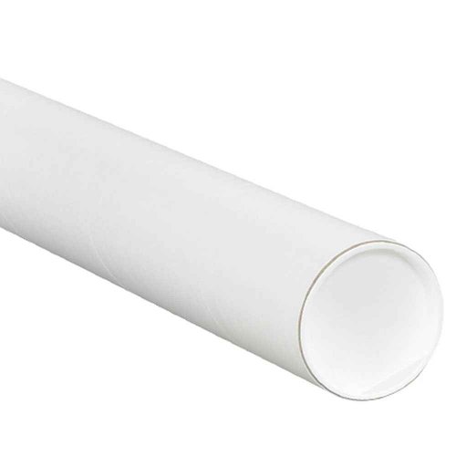 Aviditi White Mailing Tubes with Caps, 3" x 26", Pack of 24, for Shipping, Storing, Mailing, and Protecting Documents, Blueprints and Posters