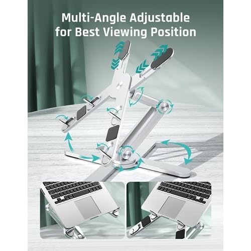 Laptop Stand with 360 Rotating Base, Computer Notebook Laptop Riser Metal Holder for Desk Collaborative Work, Fully Foldable for Easy Storage, Fits All MacBook, Laptops up to 16 inches