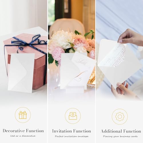 Goefun White A2 Invitation Envelopes 100 Pack, 4-3/8 x 5-3/4, 120 GSM - V-Flap, Durable & Printable