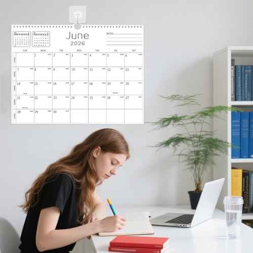 Calendar 2026-2027, Wall Calendar 2026-2027 From January 2026 To June 2027 18 Months, 14.7" x 11" Paper Calendars with Julian Date and Blank Block for New Year Christmas Gifts
