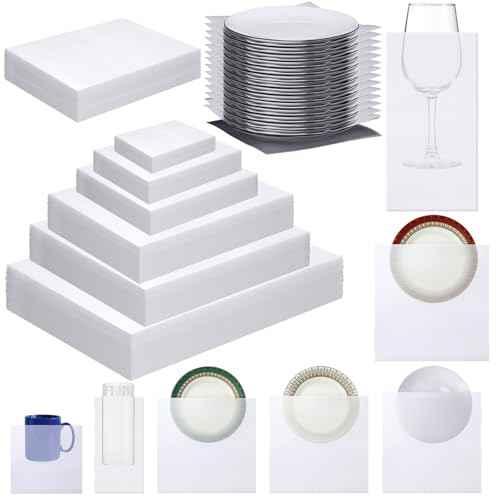 Frienda 240 Pcs Dish Packing Supplies for Moving 60 Foam Sheets 180 Pcs 6-size Plate Sleeves Protective Cushion Pouches for Shipping, Storing Glassware, China & Dinnerware