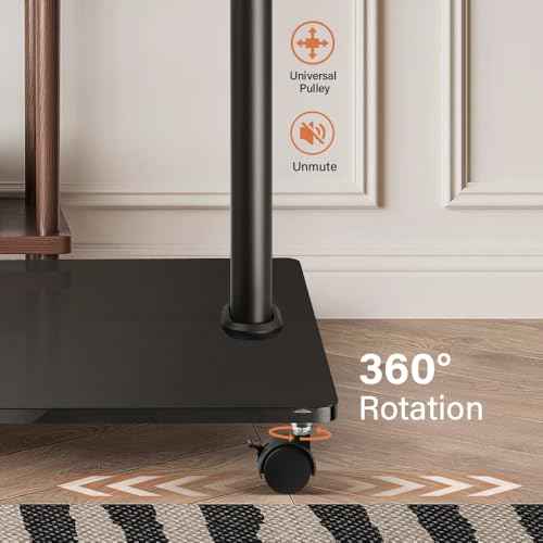 KKTONER Mobile TV Stand Rolling TV Cart for 27 to 65 inch Height Adjustable Rolling TV Stand with Wheels for Living Room Bedroom Max VESA 400x400mm Hold up 88 lbs
