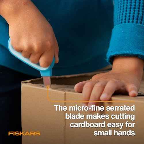 Fiskars Kids Cardboard Creator ? Safer Cardboard Cutting Tool with Ergonomic SoftGrip Handle, For Craft and School Supplies, 5 inches