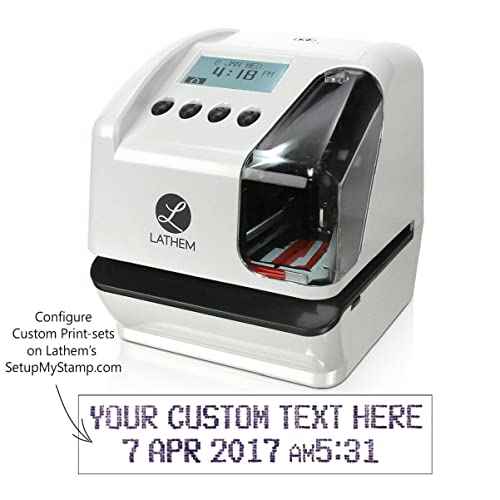Lathem LT5000 Electronic Multi-Line Date and Numbering Document Stamp Time Clock, Clear, Gray, 7.1" x 6.1" x 7"