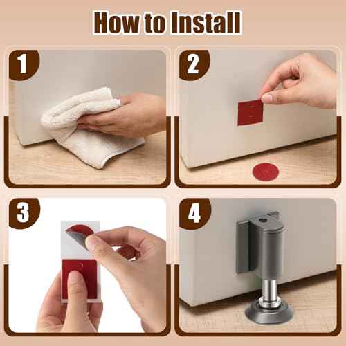 2 Pack Adjustable Magnetic Door Stoppers, Drilled Mount or No Drill Invisible Doorstops for Inside Door with Installation Screws and Adhesive Stickers, Protects Wall from Damage (Gray)