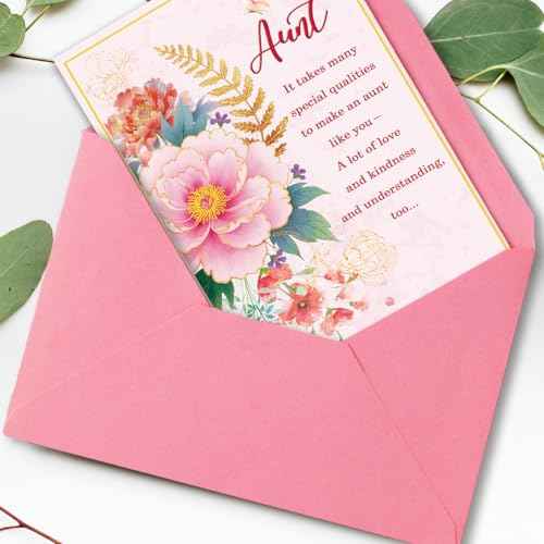 Aunt Birthday Card, Aunt Birthday Gifts, Thick Card Stock with Premium Envelope, 8x5.3 Inches, Double-Sided