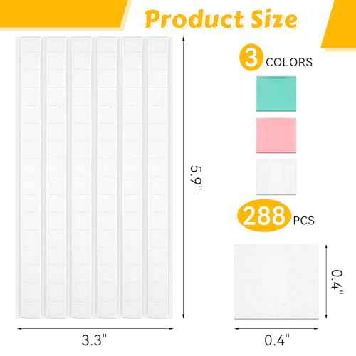 288 Pcs Sticky Tack, Wall Safe Adhesive Museum Poster Putty, Removable and Reusable Mounting Putty for Hanging Pictures, Art, Decoration (Light Blue, White, Pink)