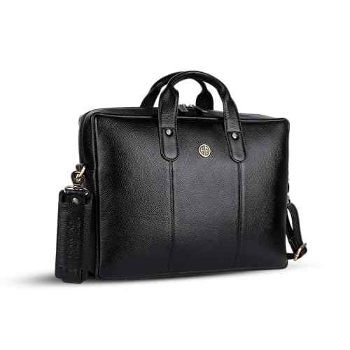 HAMMONDS FLYCATCHER Genuine Leather Office Bag for Men - Laptop Bag for Men - Padded Laptop Compartment, Fits 14 Inch Laptop - Adjustable Strap, 1 Year Warranty - Office, Travel, Daily Use, Super