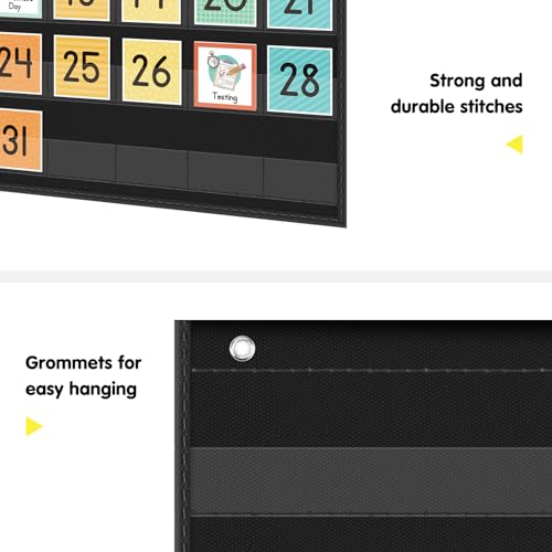 Eamay Rainbow Colorful Classroom Calendar Pocket Chart for Kids - Preschool & Kindergarten