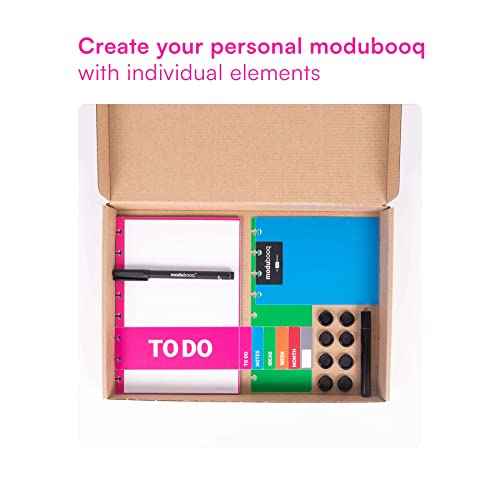MODUBOOQ organizer, block - Modular Reusable Smart Notebook A5 - Notebook with Tabs & Discbound System - 40 modular pages with duratech3 technology - Washable and writes like paper