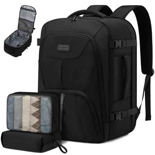 LOVEVOOK Travel Carry on Backpack for Men Women,Expandable 40L Extra Large Travel Laptop Backpack,Water Resistant Durable TSA Airline Approved Business College Carry on Bag Fit 17 Inch Computer,3 Pcs