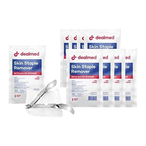Dealmed Sterile Staple Removal Kit, Includes Staple Remover and Gauze Sponge, Staple Removal Tool Single-Use Kit, Ideal for Hospitals and Clinics (10 Kits)