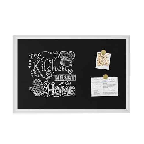 U Brands Magnetic Chalkboard, 30" x 20", White Wood Style Frame, Premium Matte Surface, Includes 2 Magnets