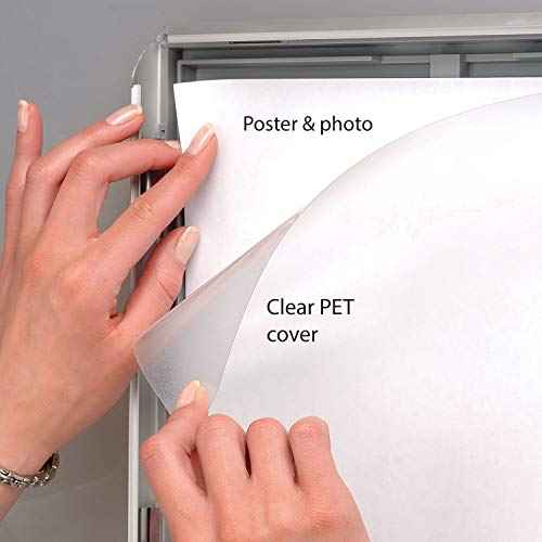 M&T Displays Opti Snap Poster Frame 8.5x11 Inch with Back Support Silver Color Aluminum Profile, Front Loading, Wall Mounting, Photo, Picture, Document, Sign Holder