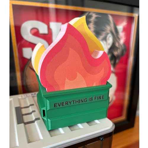 Garbage Can Fire Sticky Notes Office Supplies Flame Notepads Desk Accessories Funny White Elephant Gifts for Coworker Boss Teacher Women Men Adult 300 Sheets