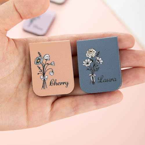 callie Custom Leather Magnetic Bookmark Clip with Birth Flower & Name, Birthday Gifts for Reading Lovers Women Men, 1 Pack