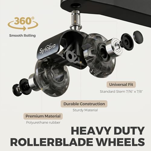 Sytopia 2.5-Inch Office Chair Wheels Replacement with 11x22mm Stem — Heavy Duty 700 lb, Universal Rollers (Black)