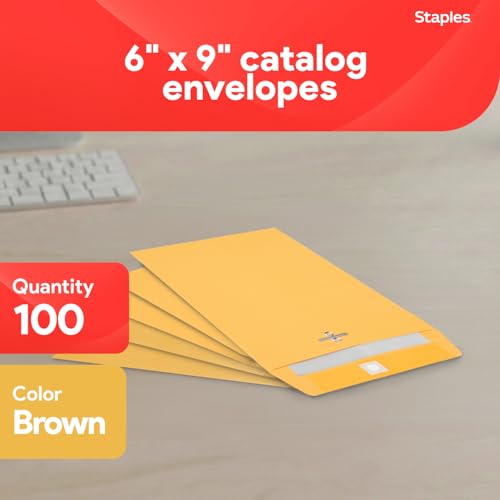 Staples Kraft Clasp Envelopes 6x9 Brown Reinforced Metal Closure 100/Box