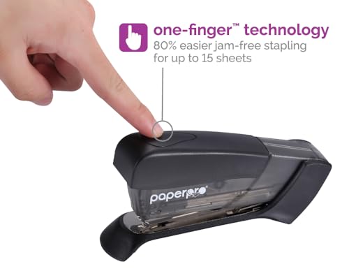 PaperPro Compact Classic Stapler Black – 15 Sheet Capacity, 80% Easier Stapling, Bulletin Board Tacking