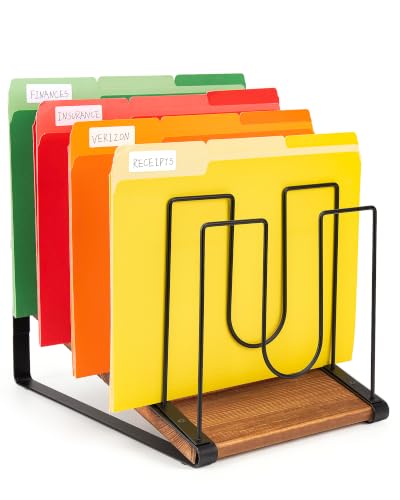 HULISEN Inclined Desk File Organizer with 5 Wide Slots for Documents & Office Supplies