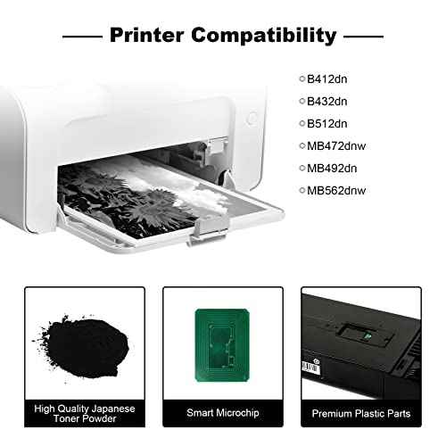 Compatible 45807105 Toner Cartridge Replacement for OKI B412 B432 B512 MB472 MB492 MB562 Toner Black 7000 Pages-1 Pack