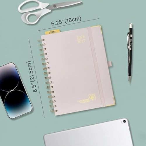 Light Pink 2026-2027 Weekly Planner 6.25x8.5 Inch Academic Calendar with Tabs