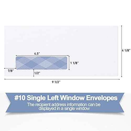 750#10 Single Window Envelopes, PANDRI Self Seal Security Envelopes, Security Tint Pattern for QuickBooks Invoices, Business Statements and Computer Printed Checks, Size 4-1/8 x 9-1/2 Inch - 24 LB