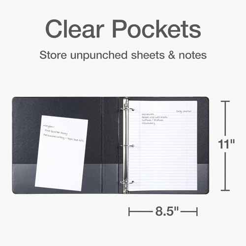 Oxford Ring Binders, 1.5" Round Ring Binders, View Binder, Covers on 3 Sides, XtraLife Hinge, Non-Stick, PVC-Free, Black, 350 Sheet Capacity (1002548)