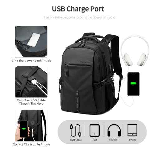 Business Laptop Backpack for Men Work Commuting, 30L Large Travel Carry On Backpack Flight Approved for Airplane, Professional Adult College Backpacks Casual Daypack, Black