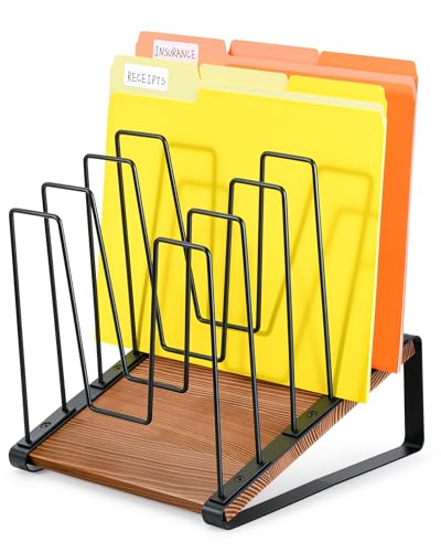 HULISEN Inclined Desk File Organizer - 5-Section Desktop File Holder, Model 1