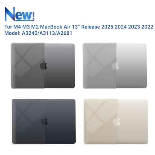IBENZER Compatible with 2025 2024 2023 2022 MacBook Air 13 inch Case M4 A3240 M3 A3113 M2 A2681, Hardshell Case & KeyboardCover & ScreenFilm & Type-C for Mac Air 13.6, Crystal Clear, AT13-KK-CYCL+2TC